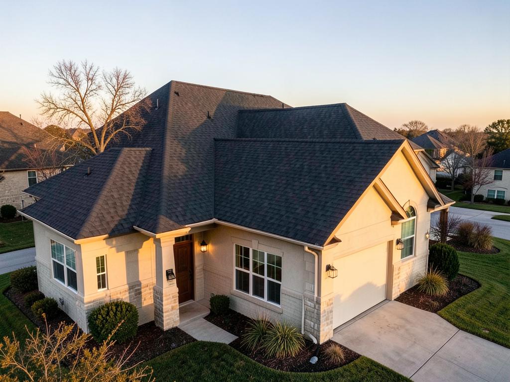 Newly installed architectural shingle roof on a Texas home